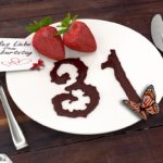 Geburtstagskarte mit Erdbeeren und Schokolade zum 31. Geburtstag