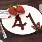 Geburtstagskarte mit Erdbeeren und Schokolade zum 41. Geburtstag