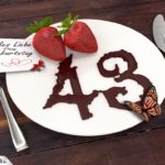 Geburtstagskarte mit Erdbeeren und Schokolade zum 43. Geburtstag
