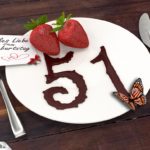 Geburtstagskarte mit Erdbeeren und Schokolade zum 51. Geburtstag