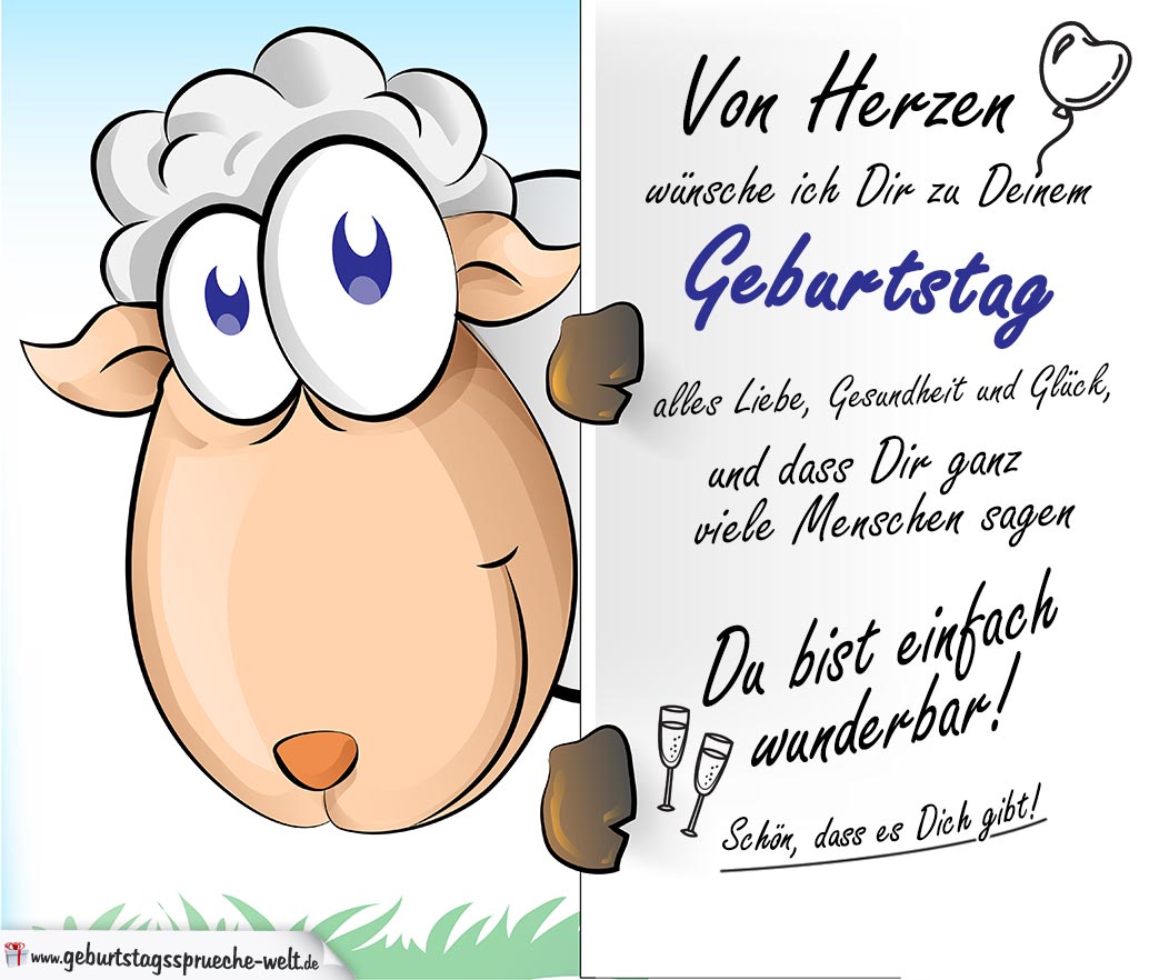 Schaf-Geburtstagskarte mit herzlichen Glückwünschen