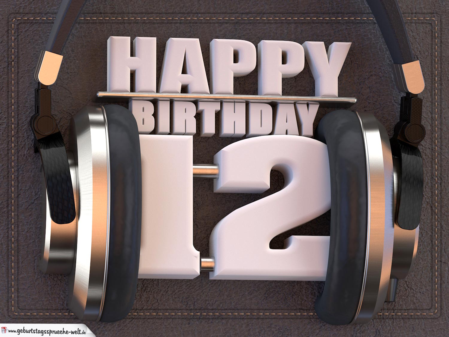 12. Geburtstag Karte Happy Birthday Kopfhörer - Geburtstagssprüche-Welt