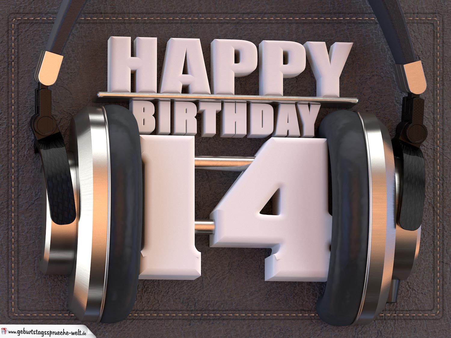 14. Geburtstag Karte Happy Birthday Kopfhörer - Geburtstagssprüche-Welt