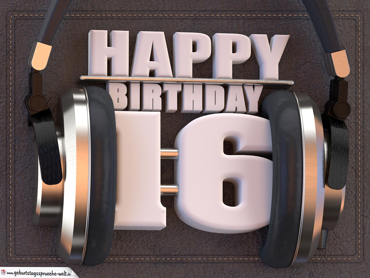 16. Geburtstag Karte Happy Birthday Kopfhörer GeburtstagssprücheWelt