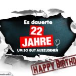 22. Geburtstag Lustige Geburtstagskarte kostenlos