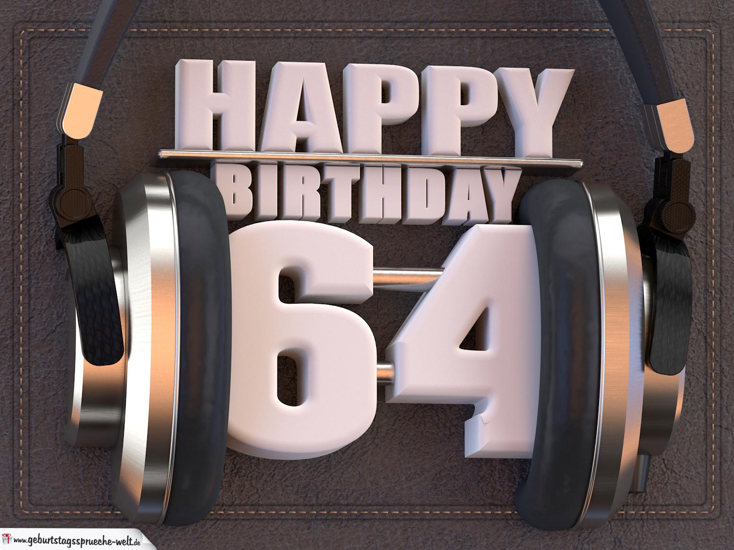64. Geburtstag Karte Happy Birthday Kopfhörer GeburtstagssprücheWelt