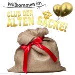 Freche Karte zum Geburtstag mit einem alten Sack