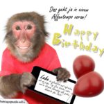 Geburtstagskarte mit Affen und einem schönen nachdenklichen Spruch fürs Leben