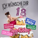 Glückwünsche Geburtstagskarte 18. Geburtstag mit Torte