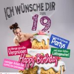 Glückwünsche Geburtstagskarte 19. Geburtstag mit Torte