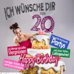 Glückwünsche Geburtstagskarte 20. Geburtstag mit Torte