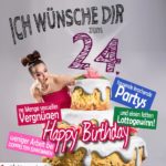 Glückwünsche Geburtstagskarte 24. Geburtstag mit Torte