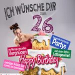 Glückwünsche Geburtstagskarte 26. Geburtstag mit Torte