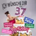 Glückwünsche Geburtstagskarte 37. Geburtstag mit Torte