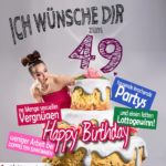 Glückwünsche Geburtstagskarte 49. Geburtstag mit Torte