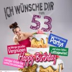 Glückwünsche Geburtstagskarte 53. Geburtstag mit Torte