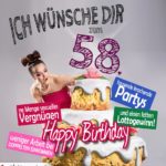 Glückwünsche Geburtstagskarte 58. Geburtstag mit Torte