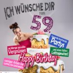 Glückwünsche Geburtstagskarte 59. Geburtstag mit Torte