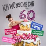 Glückwünsche Geburtstagskarte 60. Geburtstag mit Torte