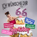 Glückwünsche Geburtstagskarte 66. Geburtstag mit Torte