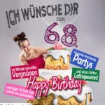 Glückwünsche Geburtstagskarte 68. Geburtstag mit Torte