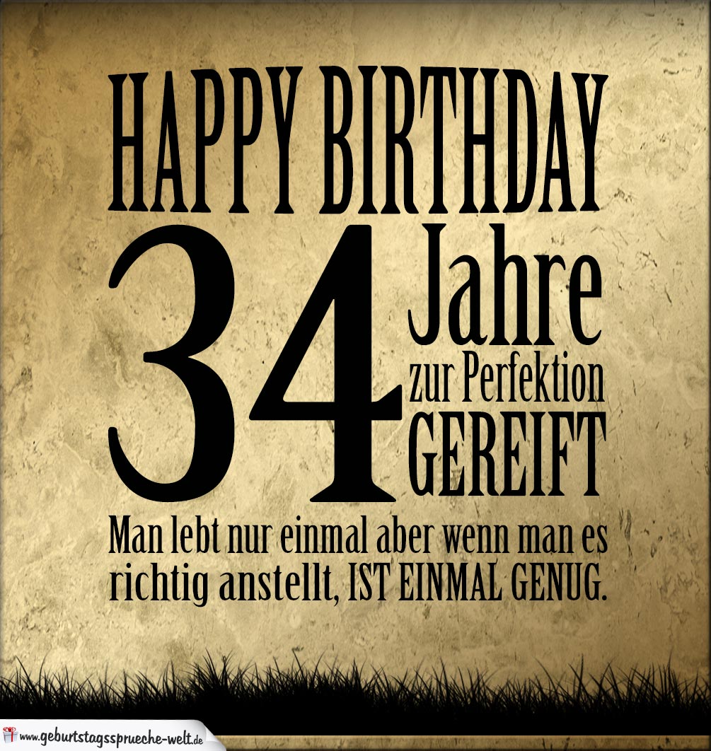 34. Geburtstag Retro Geburtstagskarte - Geburtstagssprüche ...