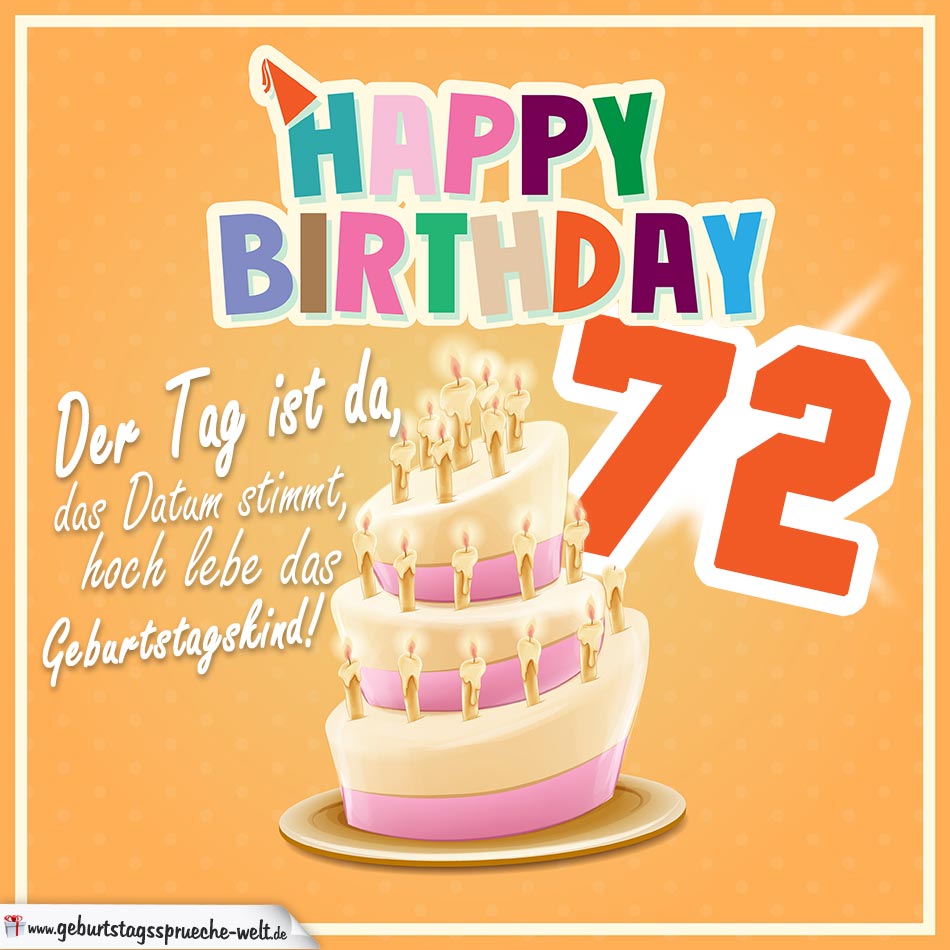 72. Geburtstag Geburtstagssprüche Happy Birthday Geburtstagskind GeburtstagssprücheWelt