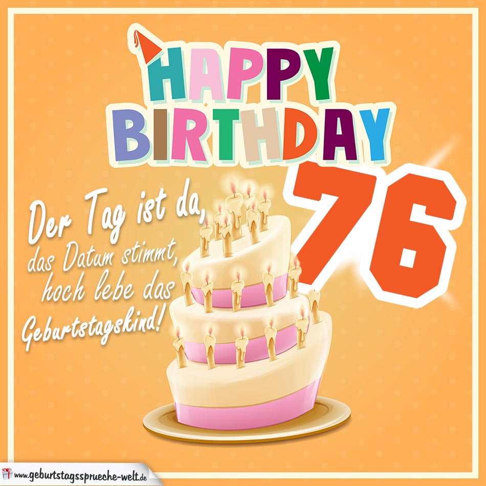 76. Geburtstag Geburtstagssprüche Happy Birthday Geburtstagskind - Geburtstagssprüche-Welt