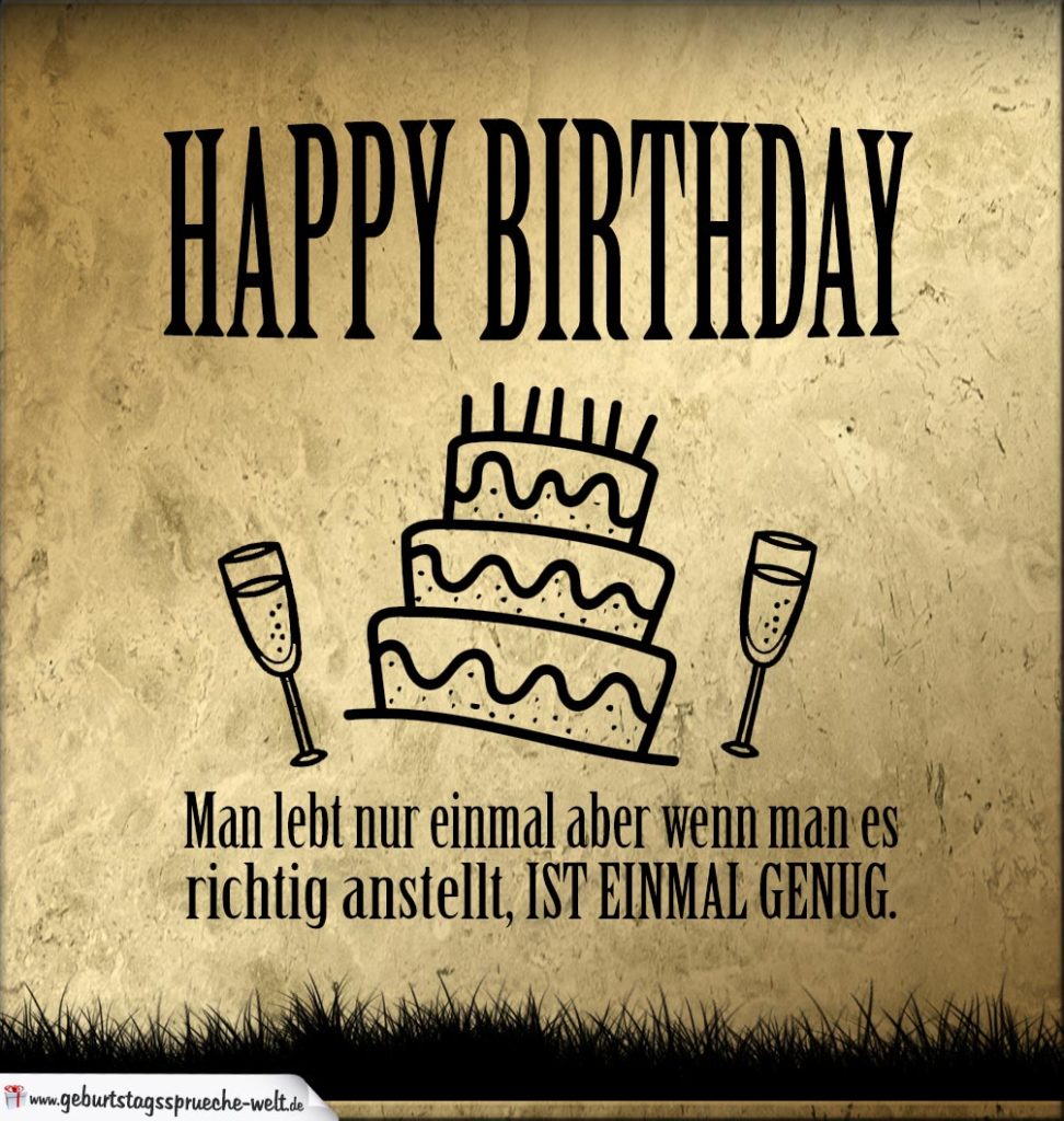 Retro Geburtstagskarte Happy Birthday auf GoldGrunge Hintergrund