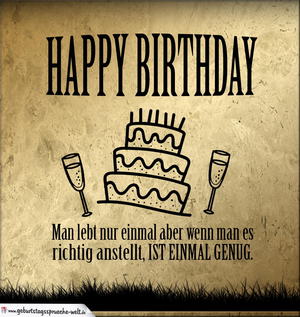 Retro Geburtstagskarte Happy Birthday auf Gold-Grunge Hintergrund