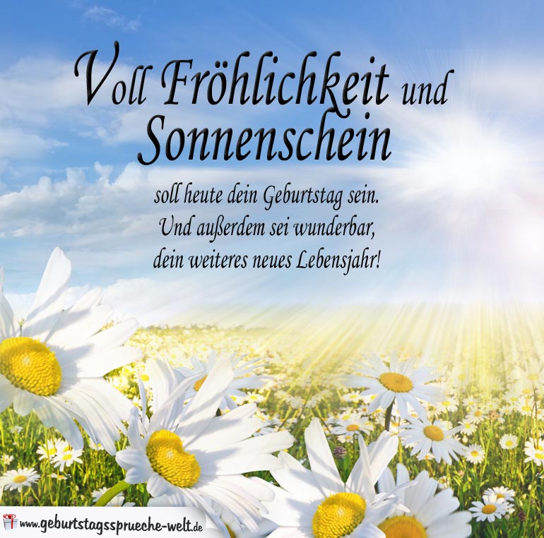 Spruch zum Geburtstag - Voll Fröhlichkeit und Sonnenschein