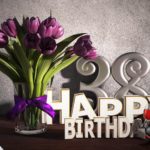 Geburtstagsgruß 38 Happy Birthday mit Tulpenstrauß