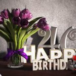 Geburtstagsgruß 40 Happy Birthday mit Tulpenstrauß