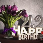 Geburtstagsgruß 42 Happy Birthday mit Tulpenstrauß