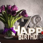 Geburtstagsgruß 78 Happy Birthday mit Tulpenstrauß