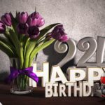 Geburtstagsgruß 24 Happy Birthday mit Tulpenstrauß