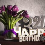 Geburtstagsgruß 34 Happy Birthday mit Tulpenstrauß
