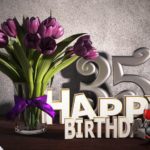 Geburtstagsgruß 35 Happy Birthday mit Tulpenstrauß