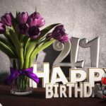 Geburtstagsgruß 41 Happy Birthday mit Tulpenstrauß