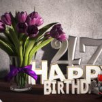 Geburtstagsgruß 47 Happy Birthday mit Tulpenstrauß