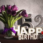 Geburtstagsgruß 52 Happy Birthday mit Tulpenstrauß