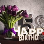 Geburtstagsgruß 58 Happy Birthday mit Tulpenstrauß