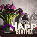Geburtstagsgruß 60 Happy Birthday mit Tulpenstrauß