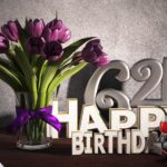 Geburtstagsgruß 64 Happy Birthday mit Tulpenstrauß