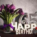 Geburtstagsgruß 65 Happy Birthday mit Tulpenstrauß