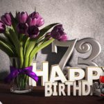 Geburtstagsgruß 73 Happy Birthday mit Tulpenstrauß