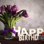 Geburtstagsgruß Happy Birthday mit Tulpenstrauß