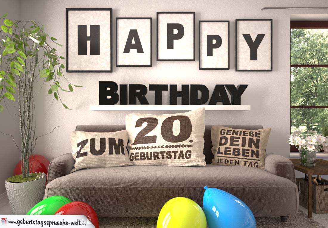 Happy Birthday Jahre Wohnzimmer Sofa Mit Kissen Und Spruch Jpg Geburtstagsspruche Welt