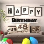 Happy Birthday 48 Jahre Wohnzimmer - Sofa mit Kissen und Spruch.jpg