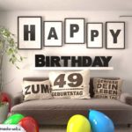 Happy Birthday 49 Jahre Wohnzimmer - Sofa mit Kissen und Spruch.jpg
